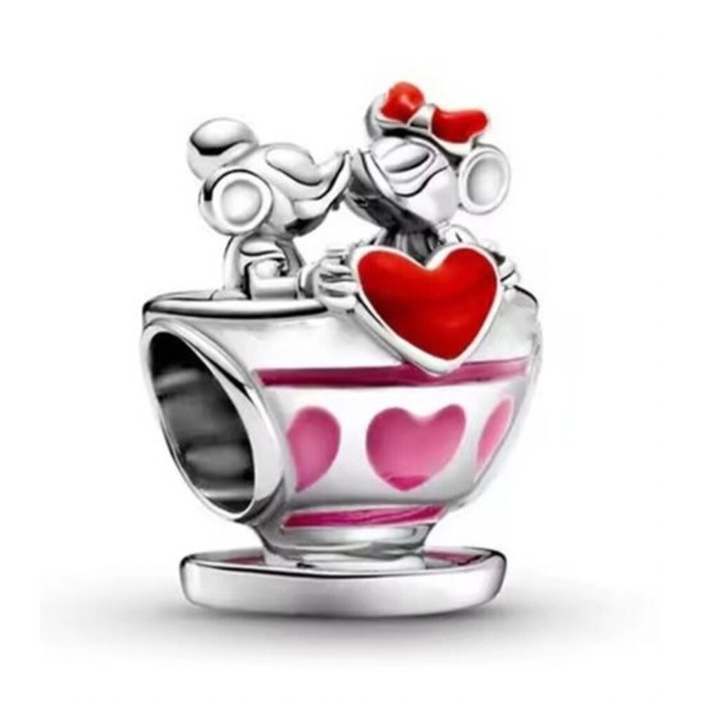 NWOT Mickey Mouse & Minnie Mouse Teacup Disney Parks x Pandora FIT Silver Charm